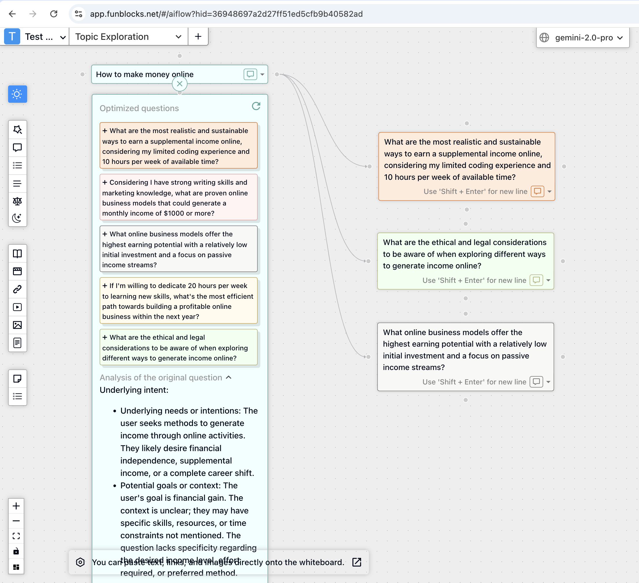 refine question with FunBlocks AIFlow